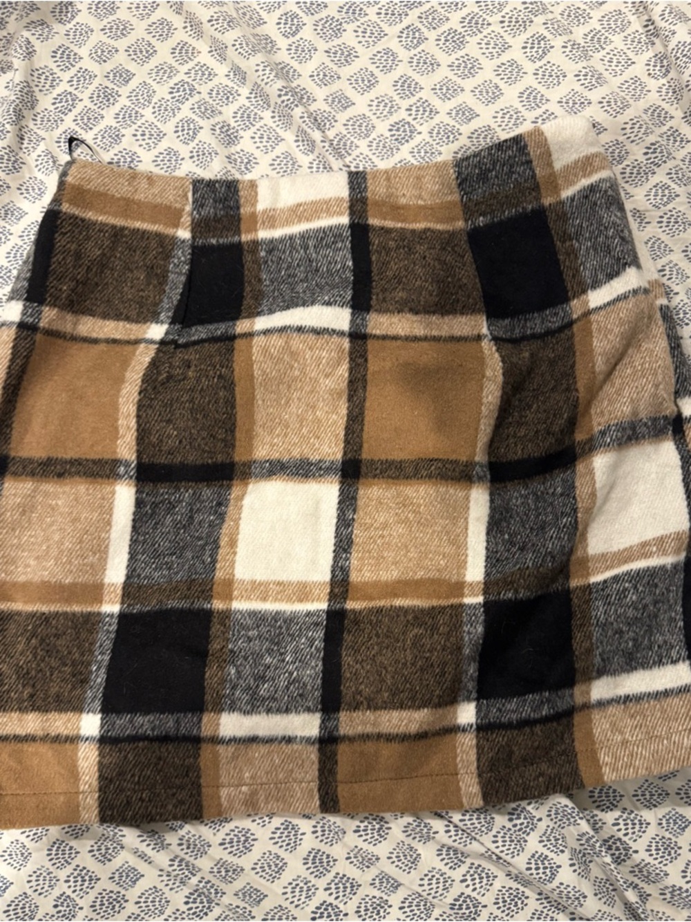 Bar III Camel, Black and Cream Plaid Mini Skirt